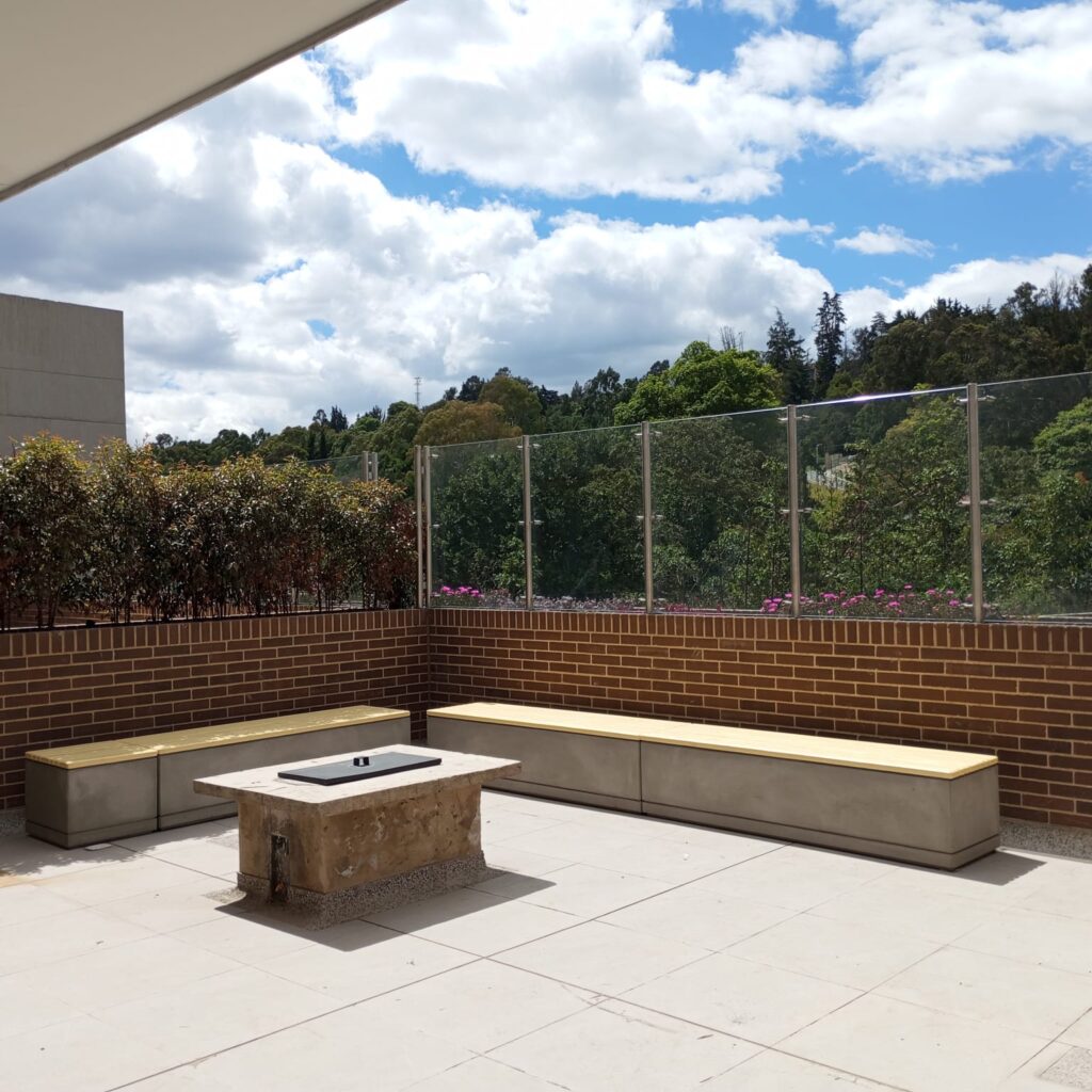 Banca en concreto, mobiliario urbano, bancas para exteriores